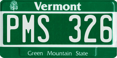 VT license plate PMS326