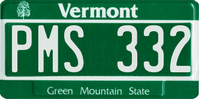 VT license plate PMS332