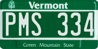 VT license plate PMS334