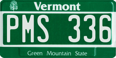 VT license plate PMS336