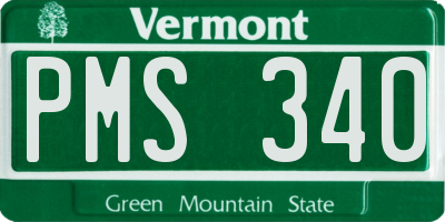 VT license plate PMS340