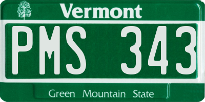 VT license plate PMS343