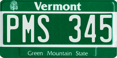 VT license plate PMS345