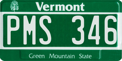 VT license plate PMS346