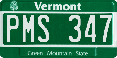 VT license plate PMS347