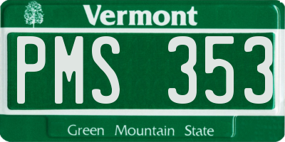 VT license plate PMS353