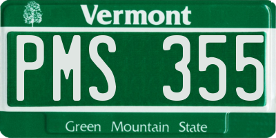 VT license plate PMS355