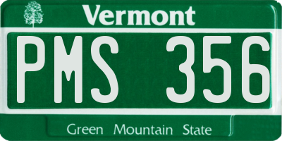 VT license plate PMS356