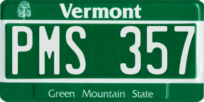 VT license plate PMS357