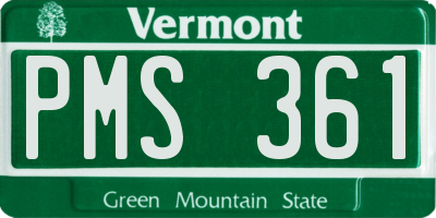 VT license plate PMS361