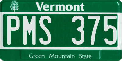 VT license plate PMS375