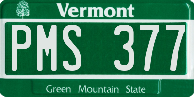 VT license plate PMS377