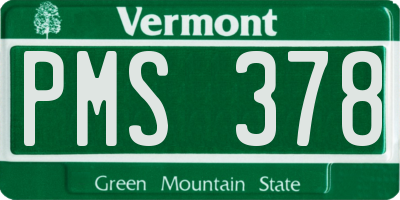 VT license plate PMS378