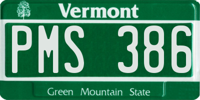 VT license plate PMS386