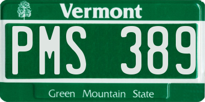 VT license plate PMS389