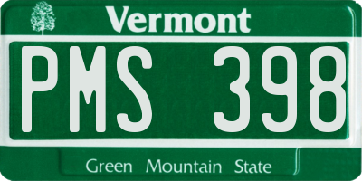 VT license plate PMS398