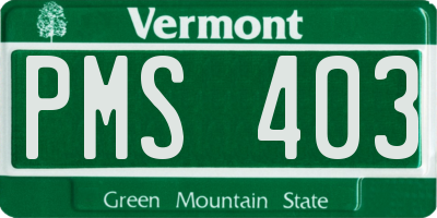 VT license plate PMS403
