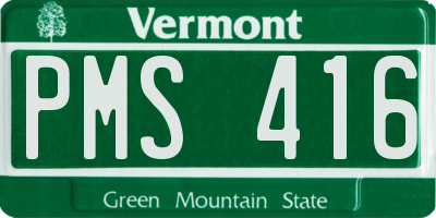 VT license plate PMS416