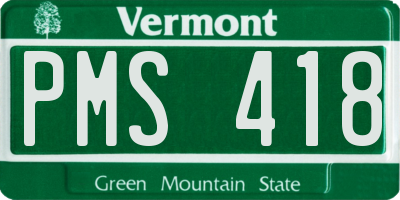 VT license plate PMS418