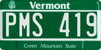 VT license plate PMS419