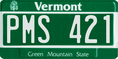 VT license plate PMS421