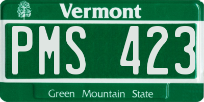 VT license plate PMS423