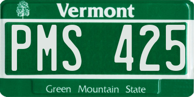 VT license plate PMS425