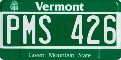 VT license plate PMS426