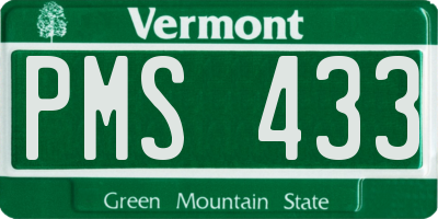 VT license plate PMS433