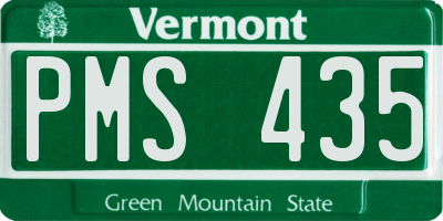 VT license plate PMS435