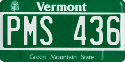VT license plate PMS436