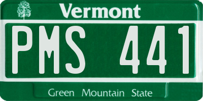VT license plate PMS441