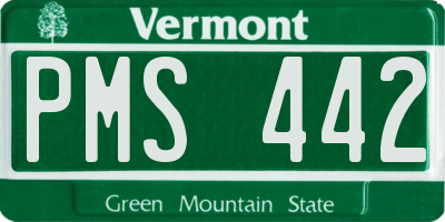 VT license plate PMS442