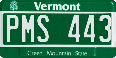 VT license plate PMS443
