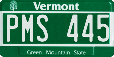 VT license plate PMS445