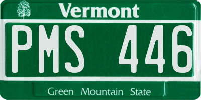 VT license plate PMS446