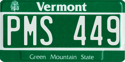 VT license plate PMS449