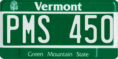 VT license plate PMS450