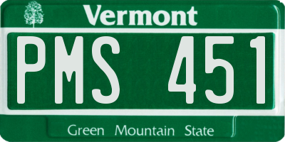 VT license plate PMS451
