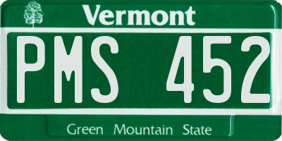 VT license plate PMS452
