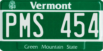 VT license plate PMS454