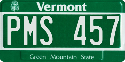 VT license plate PMS457