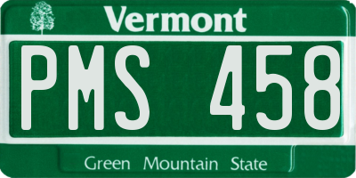 VT license plate PMS458