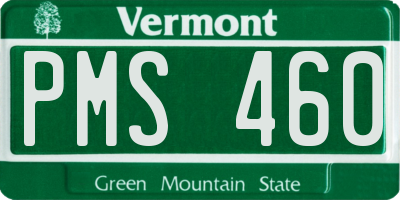 VT license plate PMS460
