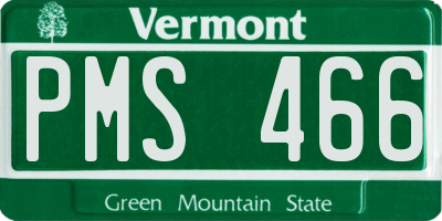 VT license plate PMS466