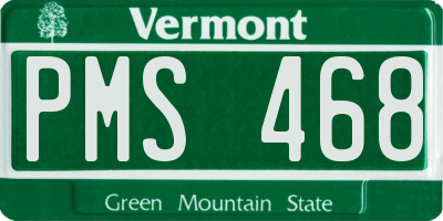 VT license plate PMS468