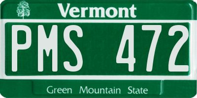 VT license plate PMS472