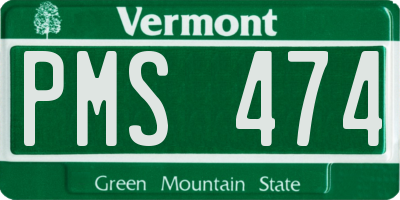 VT license plate PMS474