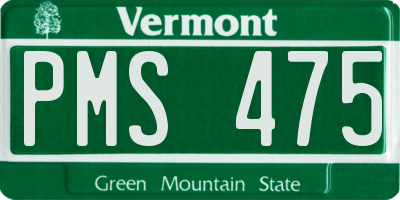 VT license plate PMS475