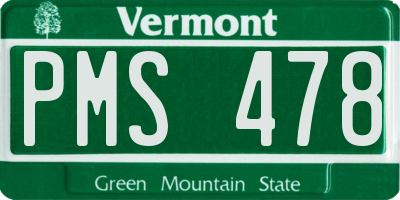 VT license plate PMS478